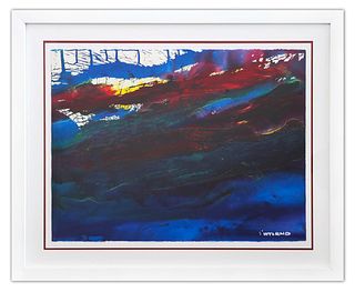 Wyland- Original Watercolor Painting on Deckle Edge Paper "Abstract"