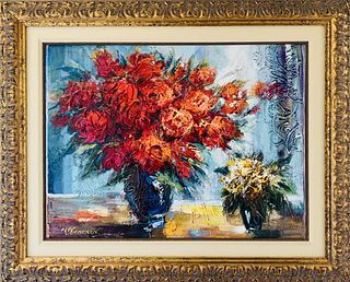 Yana Korobov- Original painting on canvas "Red bouquet"