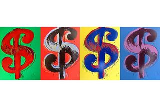 Andy Warhol- Silk Screen (Portfolio consisting of 4 Dollar Sign prints) "Dollars Signs"