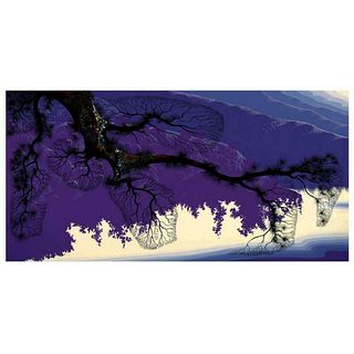Eyvind Earle (1916-2000), "Purple Coastline" Limited Edition Serigraph on Paper; Numbered & Hand Signed; with Certificate of Authenticity.