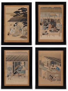 AFTER TOSA MITSUOKI (JAPANESE, 1617-1691) REPRODUCTION WOODBLOCK PRINTS, SET OF FOUR