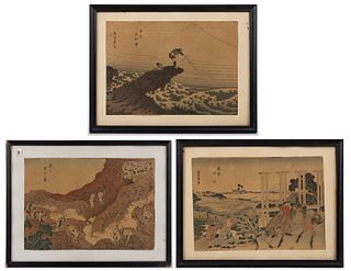 AFTER KATSUSHIKA HOKUSAI (JAPANESE, 1760-1849) MT. FUJI VIEWS WOODBLOCK PRINTS, LOT OF THREE