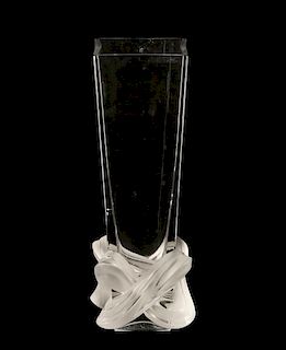Lalique "Lucca" Clear & Frosted Crystal Vase