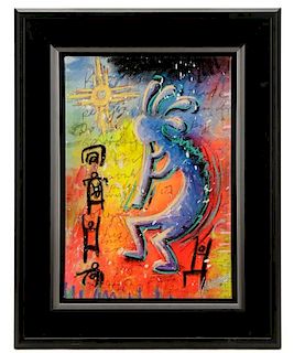 Tim Yanke "Kokopeli", Embellished Giclee on Canvas