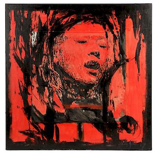 Calvin Jones, "Face in Red and Black", Mixed Media