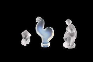 Group of 3 Lalique Crystal Figural Paperweights
