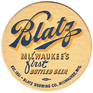 1948 Blatz Beer 3¾ inch coaster WI-BLA-42 Milwaukee Wisconsin