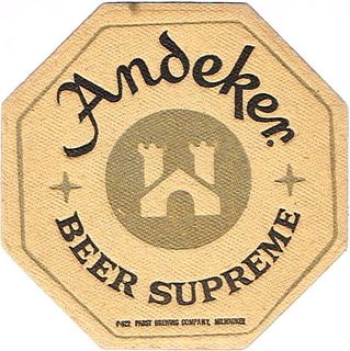 1969 Andeker Beer Supreme 4¼ inch coaster WI-PAB-66 Milwaukee Wisconsin