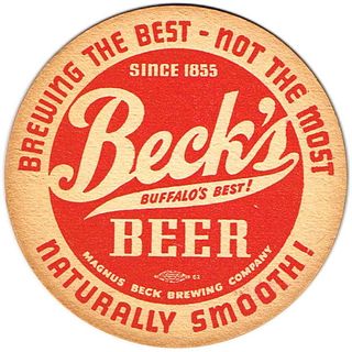 1940 Beck's Beer 4¼ inch coaster NY-BEK-2 Buffalo New York