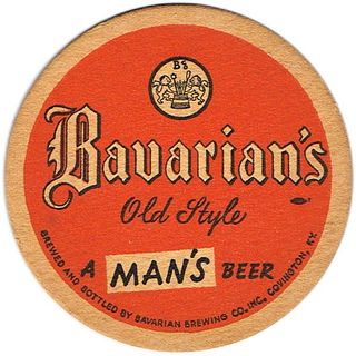 1946 Bavarian's Old Style Beer 4¼ inch coaster KY-BAV-4 Covington Kentucky