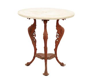 Victorian Cast Iron Pub Table with Marble Top
