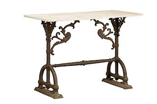Victorian Cast Iron & Marble Top Garden Table