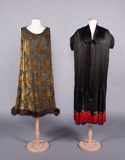 DEVORE SILK VELVET & EMBROIDERED SATIN DRESSES, EARLY-MID 1920s