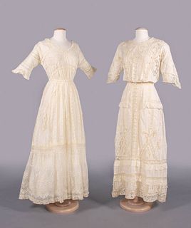 TWO COTTON BATISTE OR DIMITY LINGERIE DRESSES, 1909-1911
