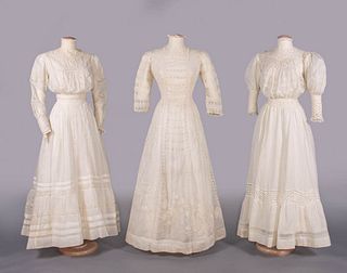 THREE COTTON BATISTE LINGERIE DRESSES, 1907-1909