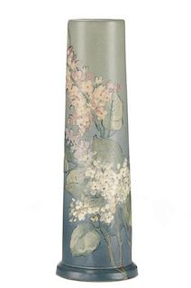 Tall Weller Art Pottery Hudson Lilac Vase, E. Hood