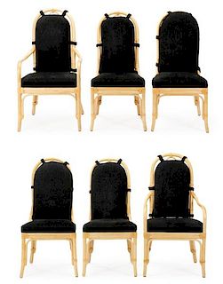 Set of 6 Rattan Bentwood Dining Chairs, Henredon