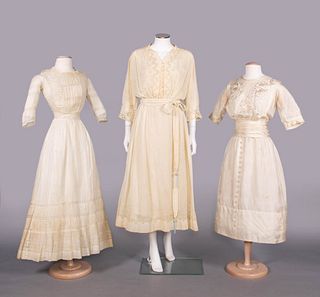 THREE COTTON OR SILK DAY DRESSES, 1913-1918