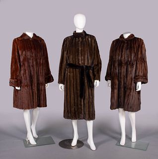ONE VALENTINO & TWO AMERICAN MINK OR SABLE COATS, ITALY & USA, 1950-1980s