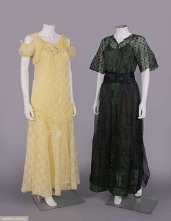 TWO ORGANZA PARTY OR AFTERNOON DRESSES, 1910s & 1930s
