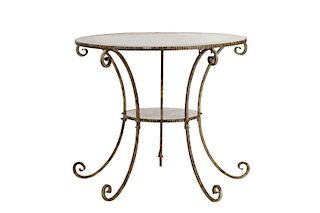 Neoclassical Mirrored Wrought Iron Patio Table