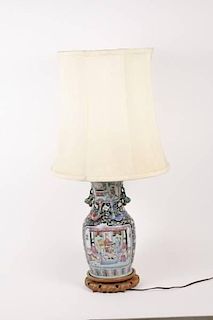 Chinese Famille Noir Porcelain Vase Lamp