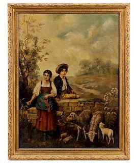 Continental,"The Shepherd's Courtship"-1884, Oil