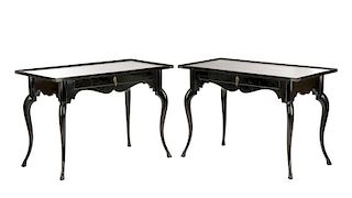 Pair, Ebonized Hollywood Regency Console Tables