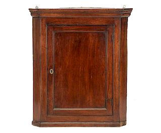 English Oak Paneled Corner Cabinet or Cupboard