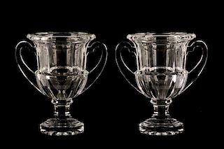 Pair of Tiffany & Co. Urn Form Crystal Vases