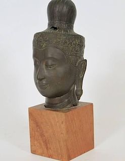 Chinese Sculptural Bronze Guanyin Head