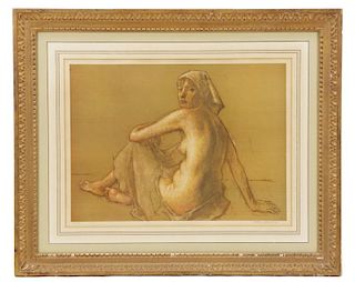 Robert Brackman, "Seated Nude", Lithograph