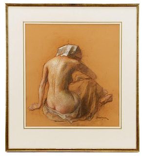 Robert Brackman, "Nude from Behind", Pastel