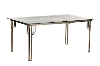Art Deco Style Steel & Glass Dining Table