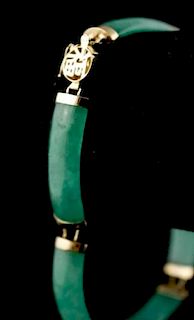 Green Jade & 14k Gold Segmented Bracelet