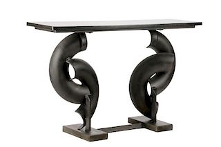 Contemporary Forged Iron & Granite Console Table