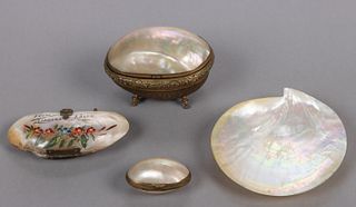 MOTHER-OF-PEARL NAUTILUS SHELL LADIES' ACCESSORIES, LOT OF FOUR