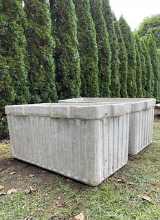Pair of Very Large Ribbed Rectangular Willy Guhl Planters by Eternit