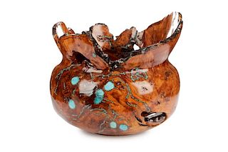 Jimmy Cook Turned Aspen Wood Bowl w/ Turquoise