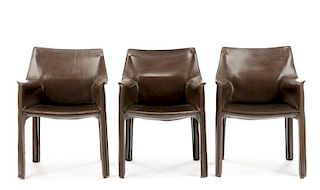 Set, 3 Mario Bellini for Cassina Cab 413 Chairs