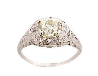 Vintage Art Deco Engagement Ring, 2.20 Cts