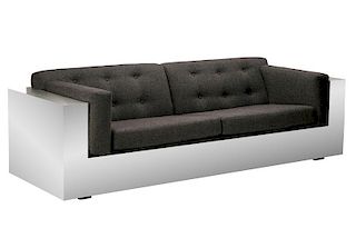 Milo Baughman MCM Chromed Tuxedo Sofa