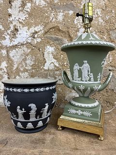 Wedgwood Lamp and Cache Pot
