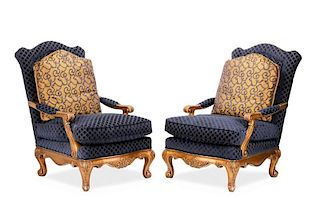 Pair of Henredon Oversized Library Chairs