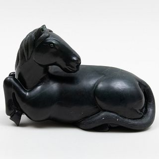 Chinese Jade Model of a Reclining Horse