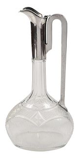 German Art Deco Cut Glass and Silver Decanter