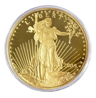 Eight-Ounce Silver "St. Gaudens" Design Round with Gilt Layering 