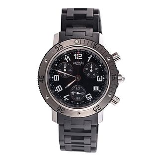 Hermes Clipper Diver Stainless Steel Rubber Chronograph Watch CL2.915