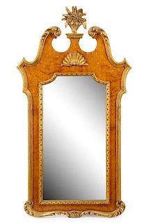 Maple Federal Style Wall Mirror, Floral Crest