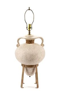 Ceramic Urn Form Table Lamp on Stand